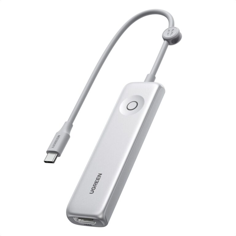 UGREEN Revodok Hub USB C 5 in 1 Adattatore USB C Sottile e Leggero | HDMI 4K 60Hz, 10Gbps, PD 100W Ricarica Rapida, Bottone di Comando, Compatibile con MacBook iPad Pro Air iPhone…