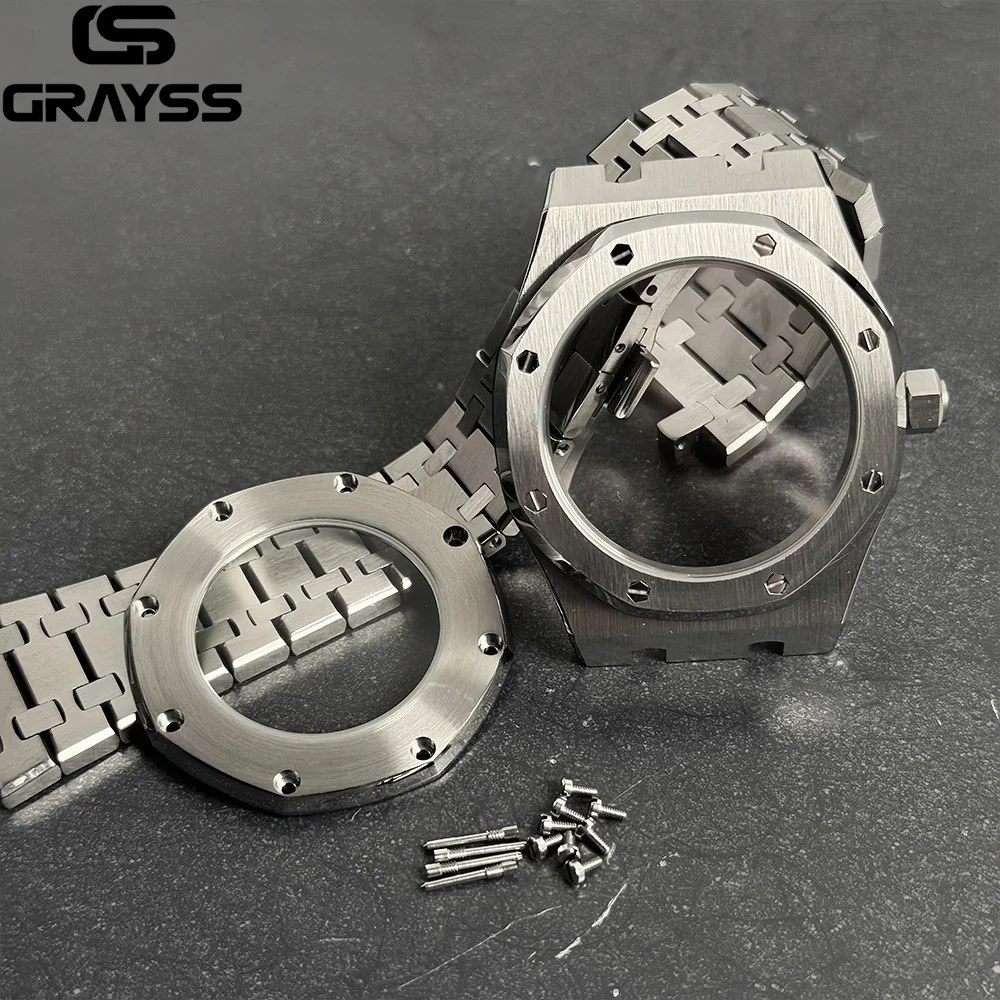 Per ottagonale in acciaio inossidabile 42mm cassa dell'orologio automatico MOD braccialetto posteriore trasparente zaffiro adatto NH34 NH35 NH36 NH38 NH70 NH72