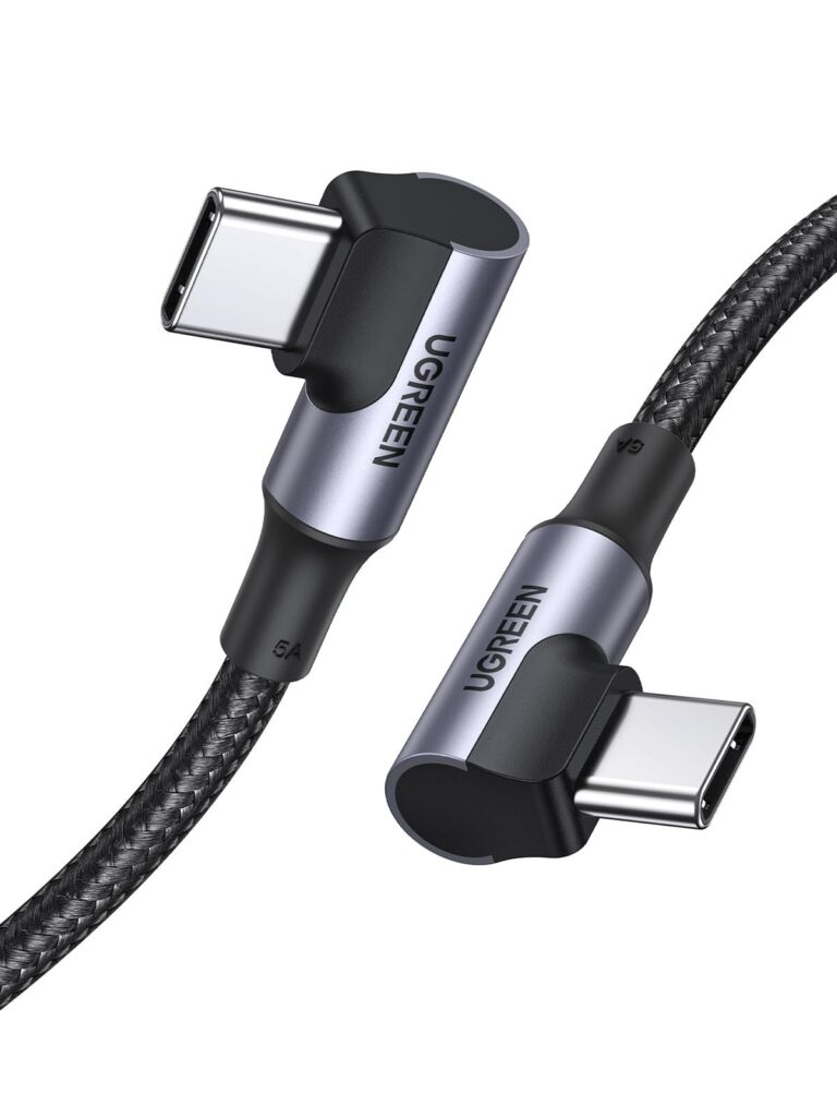 UGREEN Cavo USB C 90 Gradi 100W 20V/5A PD Ricarica Rapida (3M) | Type C Nylon Intrecciato, Compatible con iPhone 18 Pro Max/17/16/15, iPad, Galaxy S26/S25/S24, Pixel 10/9, ecc.