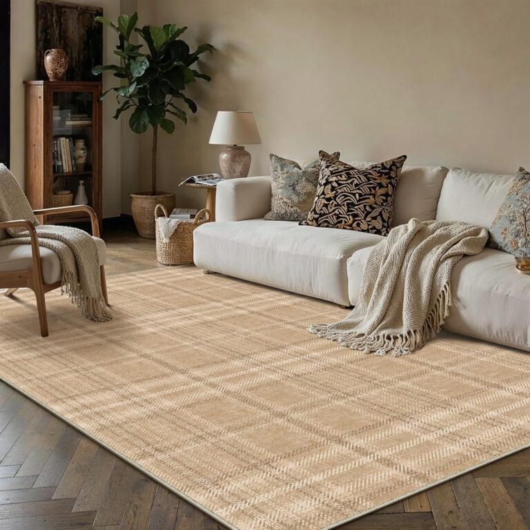 PureCozy Tappeto Salotto 120x170cm Marrone Moderno Geometric Tappeti | Lavabile in Lavatrice, Antiscivolo, Camera da Letto, Grande, Soggiorno, Cameretta, Ufficio, Pelo Corto