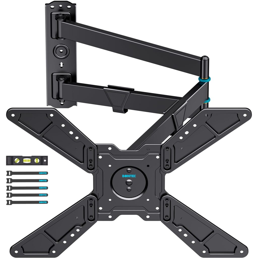 BONTEC Supporto TV da Parete per TV 32-75", Rotazione 90° e Braccio 838 mm | Portata 50 kg, VESA max 600x400 mm, staffa girevole e inclinabile, passa da orizzontale a verticale