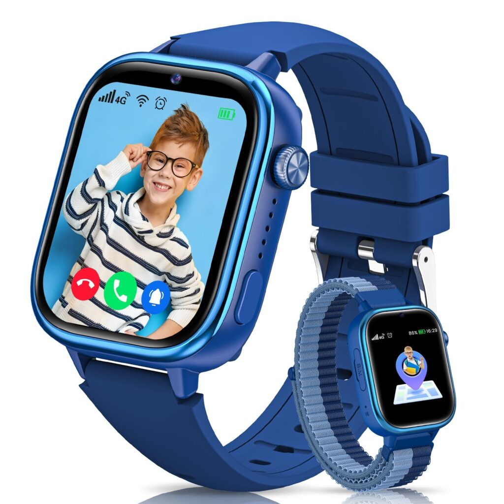 4G Smartwatch Bambini con GPS, Orologio Smartwatch Bambini con Chiamate, Videochiamate, Chat Vocale, SOS, Modalità Scuola, Sveglia IP68 Calcolatrice Contapassi Smart Watch per Rag…