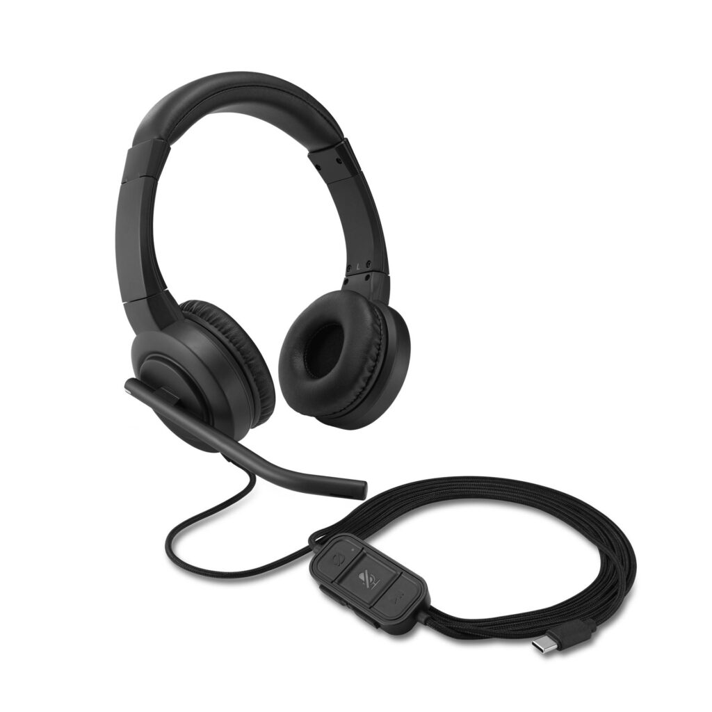 Kensington H1000 Cuffia On-eEar USB-C con Audio HD, Microfono con Cancellazione del Rumore, Luci LED e Driver da 40 mm con Modalità "Plug & Play" Universale
