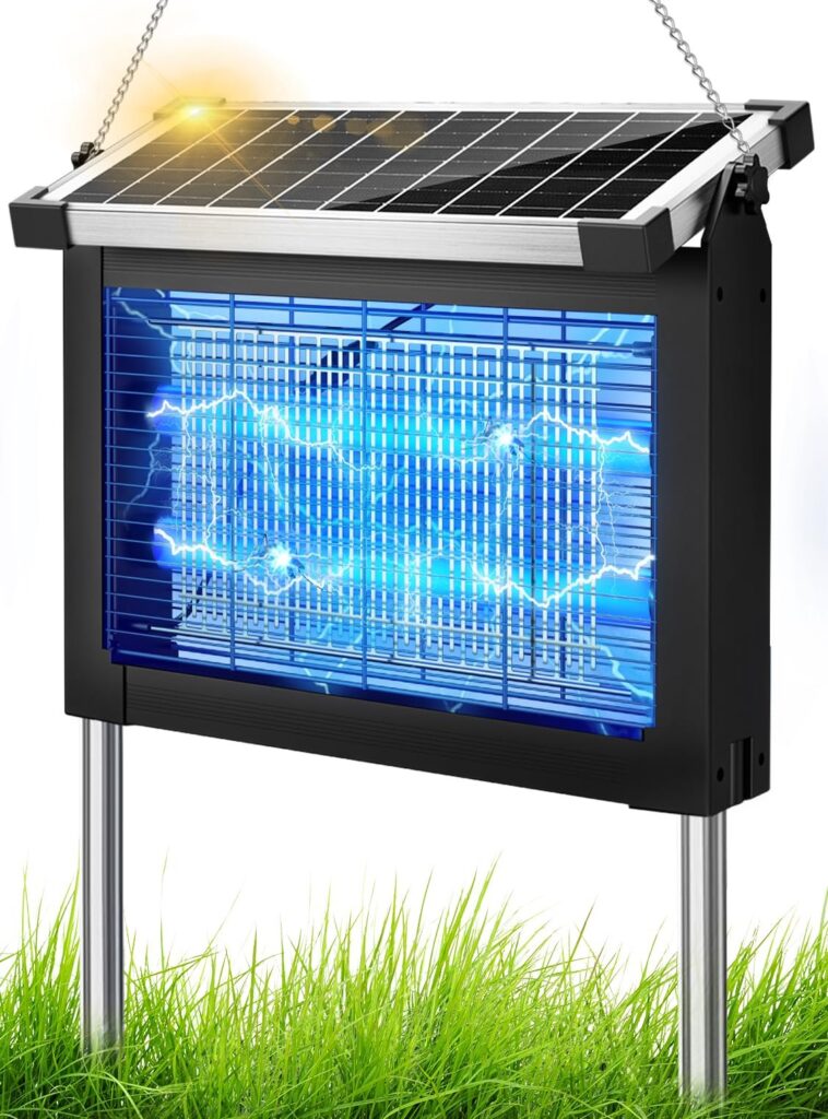 Anysun Lampada Antizanzare Elettrica Solare, Ricarica Solare e USB | Zanzariera Elettrica da Esterno 4500V, IPX5, Cavo da 3 m, Sensore Crepuscolare, per Terrazza Giardino Balcone…