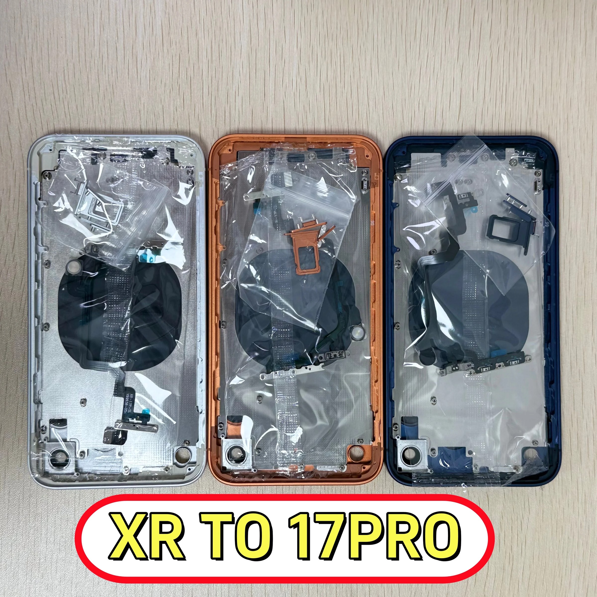 Cover posteriore per iPhone XR trasformabile in 17 Pro, fai-da-te, XR come 17 Pro con vassoio
