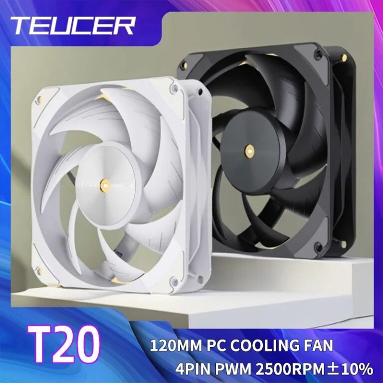 Ventola silenziosa PWM a 4 pin TEUCER T20 da 120 mm, ventole di raffreddamento a basso rumore ad alte prestazioni da 2500 giri/min per CPU/PC da gioco e radiatore di raffreddament…