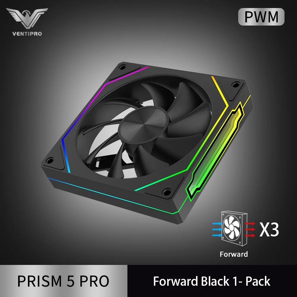 Ventola per Case Prism 5 PRO 120mm ARGB con RGB Indirizzabile, 16 LED Esterni 5050, Controllo Intelligente della Velocità PWM