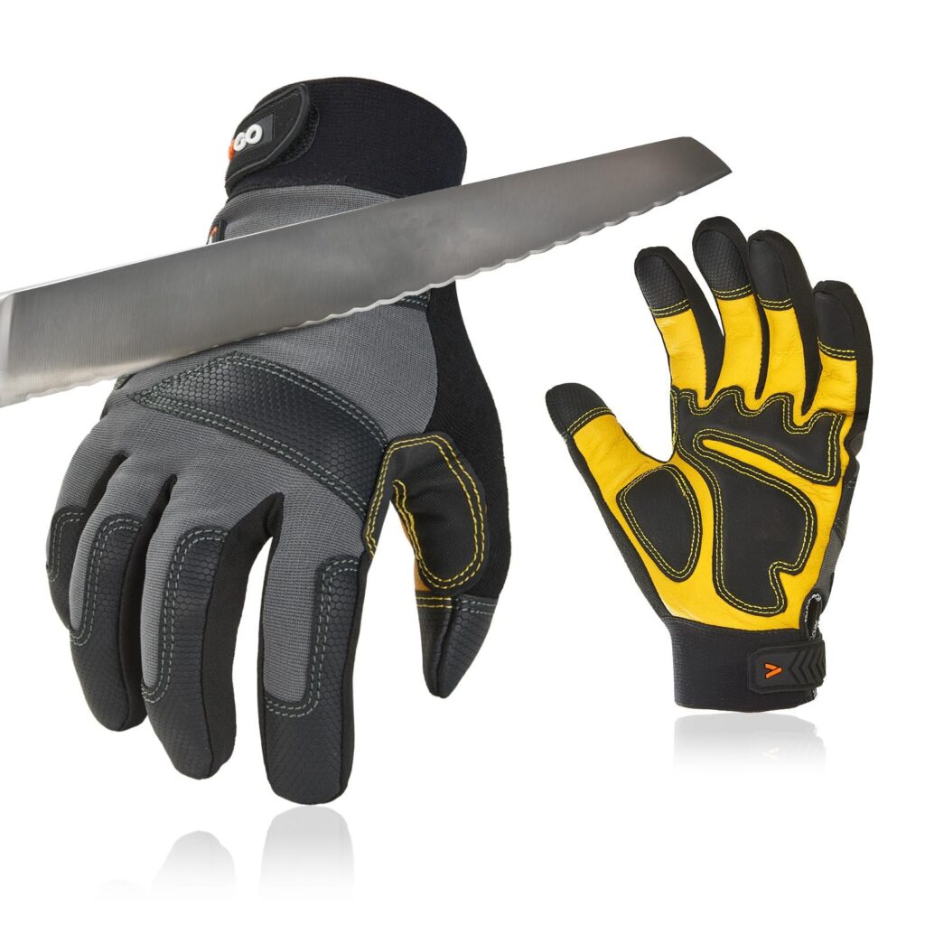Vgo... Guanti Lavoro Antitaglio EN388 Level C A3, Guanti Lavoro Uomo per Intaglio Edlizia Motosega Antivibrazione Resistente al Taglio 360°