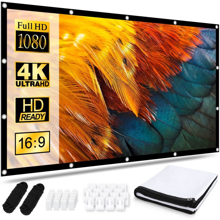 Schermo Proiettore 120 Pollici 16:9 HD Telo Proiettore Anti Rughe Pieghevole Portatile Lavabile, Schermo Doppia Faccia, Schermo Proiezione Esterno per Casa Ufficio Eventi All`Aper…