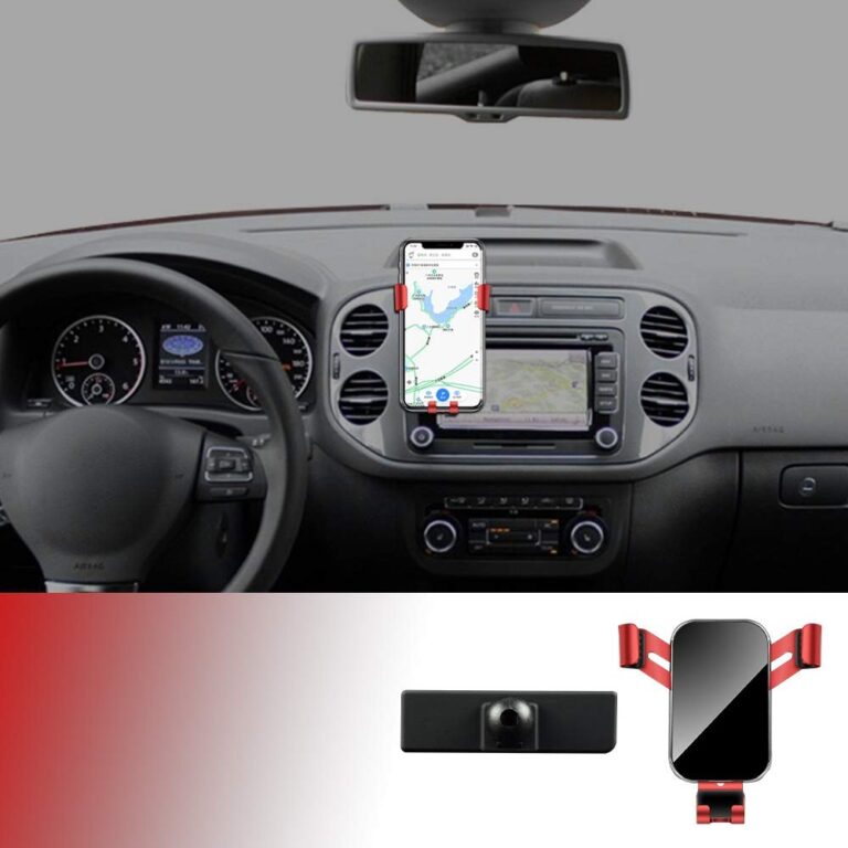 KUNGKIC Supporto per cellulare compatibile con Volkswagen VW Tiguan 2012 – 2016 Air Vent, supporto per telefono da auto regolabile, adatto per telefono da 4 a 6,2 pollici (rosso)