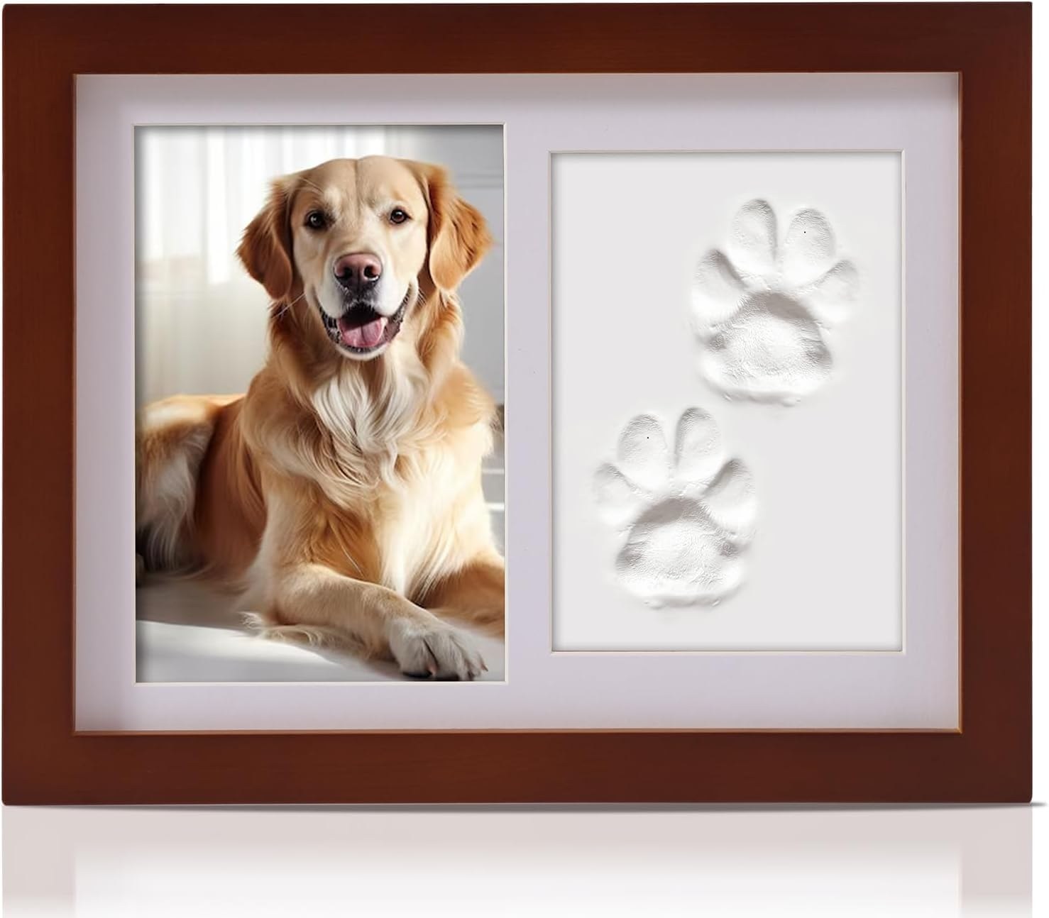 PewinGo Cornice per Foto Animali per Gatti o Cani | Con Argilla Impronta Corredo, Kit per Impronte Animali Domestici, Espositore Foto 6" x 4"