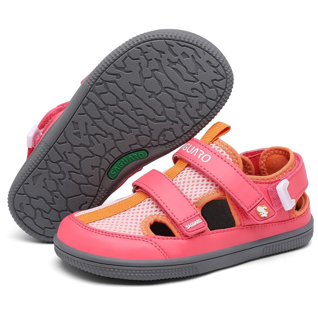 SAGUARO Sandali Barefoot Bambina Chiuso, Scarpe Estive Leggere Traspirante con Zero Drop & Punta Larga per Tempo Libero Passeggiate, Gr.25-36