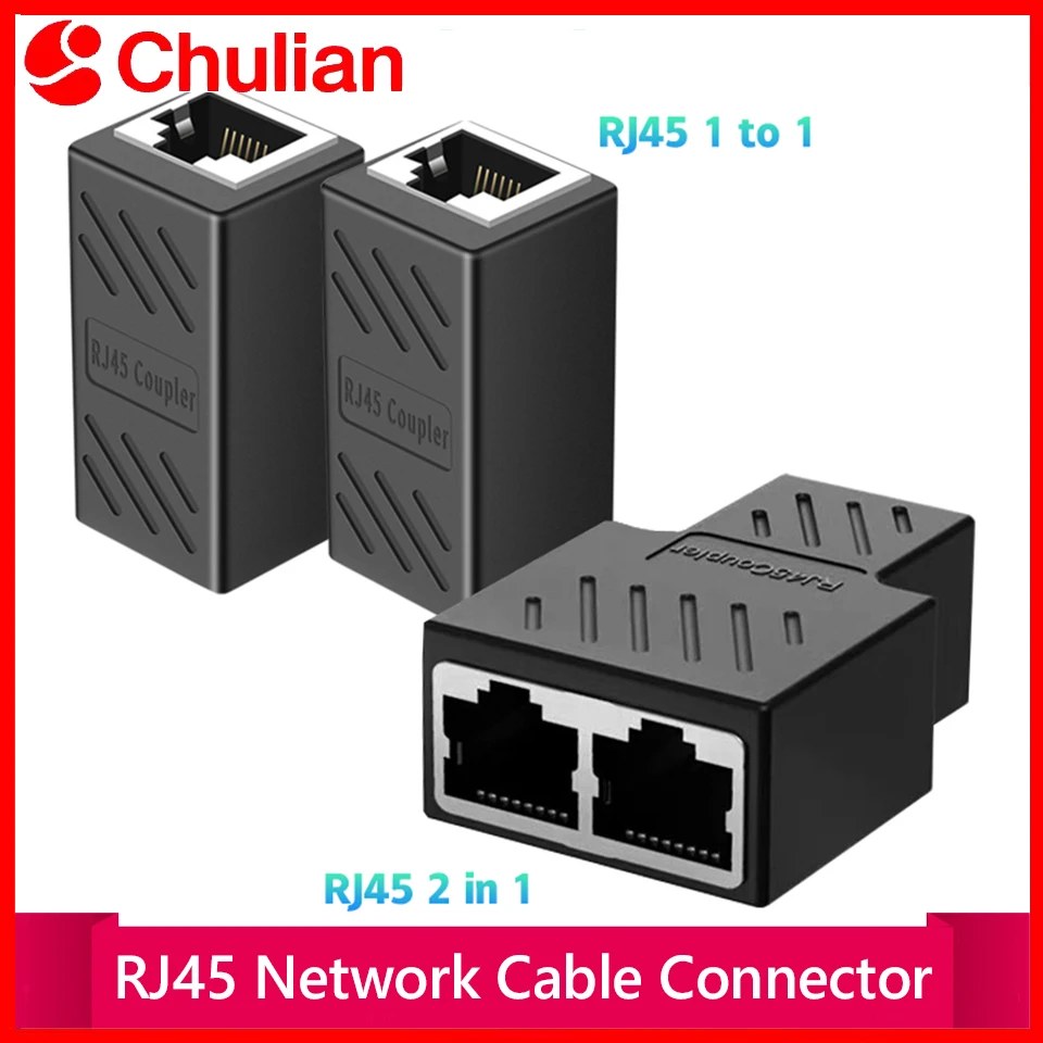 Cavo di Rete Tre-in-uno RJ45, Estensore di Rete, Connettore a Testa di Cristallo, Splitter Giallo Blu Verde Rosso Bianco Nero