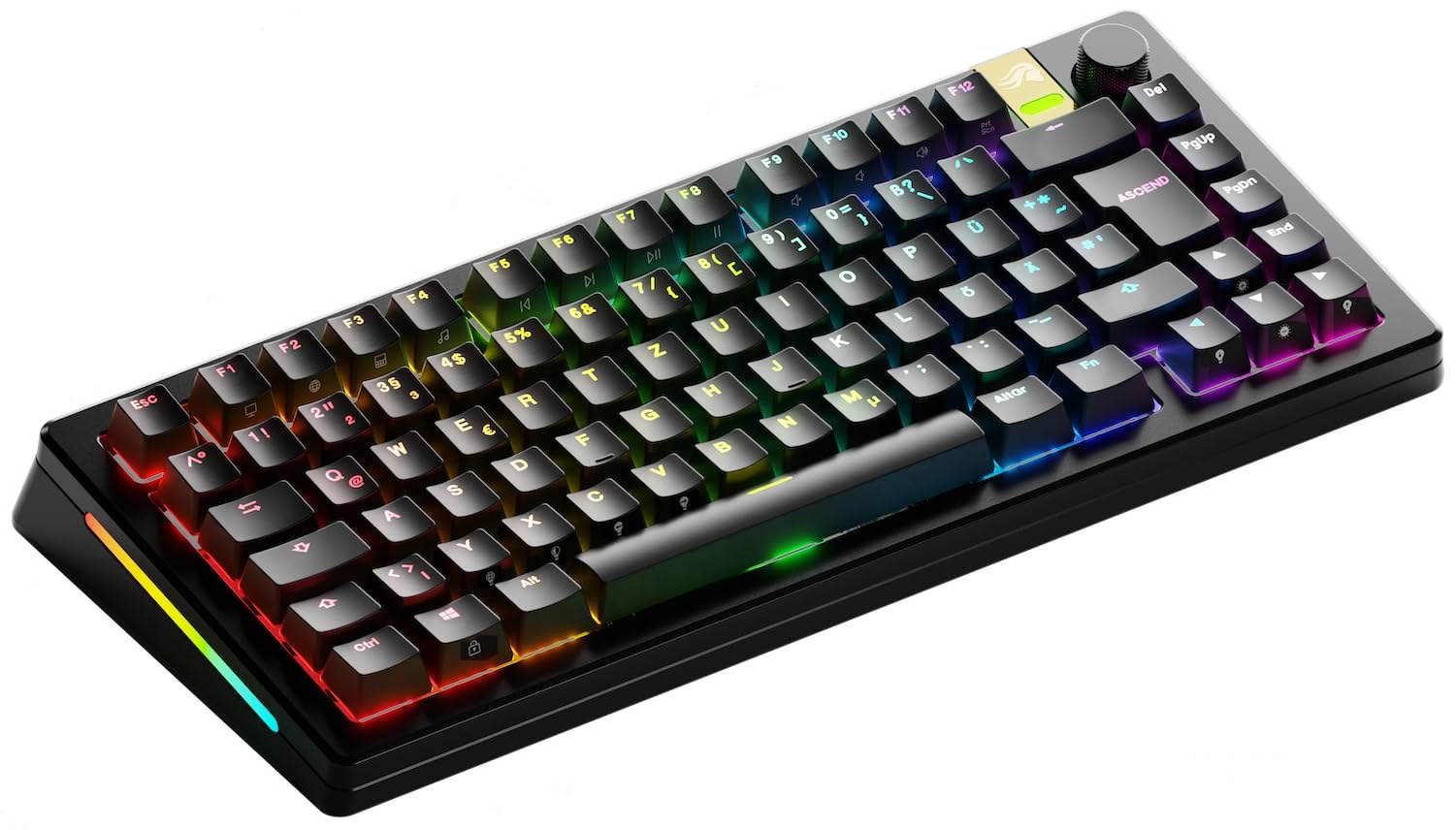 GLORIOUS GMMK 3 Pro 75% Tastiera QWERTZ Tedesco (Nero) | Frequenza Di Polling Altissima, Scocca Lavorata A Macchina CNC, Architettura Modulare Hotswap E Illuminazione Luce Led RGB