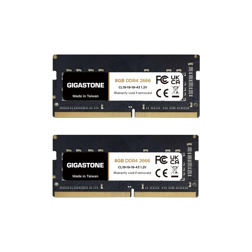 【DDR4 RAM Solo Notebook】GIGASTONE 16GB Kit(2x8GB) DDR4 2666MHz (2400MHz or 2133MHz) PC4-21300 (PC4-19200/17000) CL19 1.2V SODIMM 260pin Memoria notebook–Unbuffered Non-ECC, alte p…