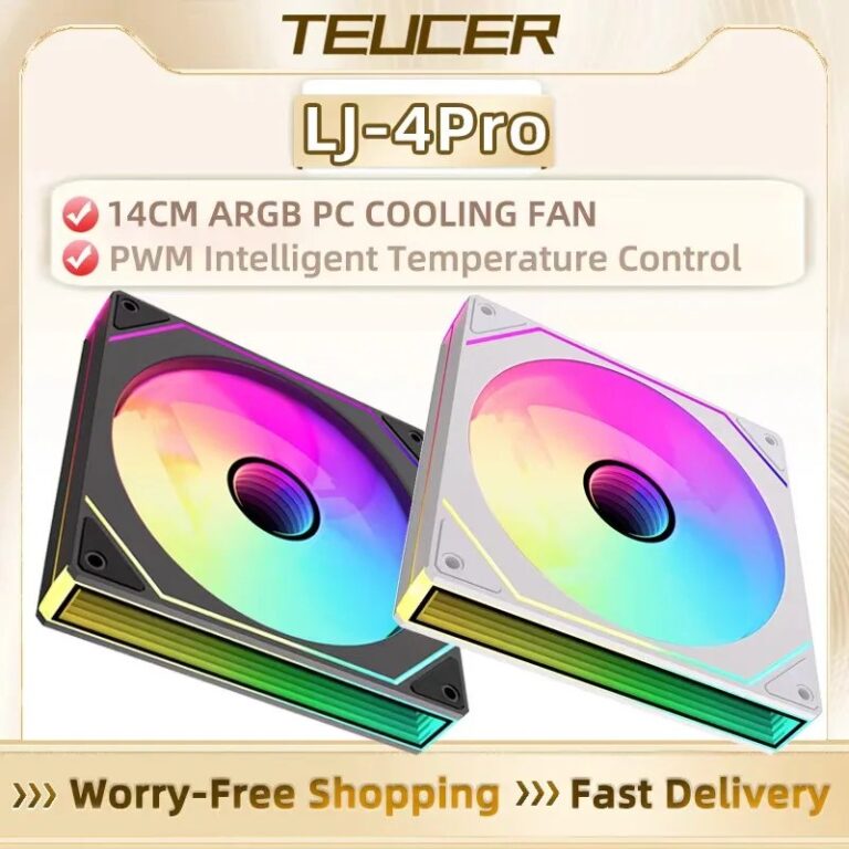 TEUCER Prism4 Ventola 140MM 5V 3PIN ARGB 12V 4PIN PWM 1500RPM Ad alte prestazioni Alto volume d'aria Shock in silicone Design stabile e silenzioso