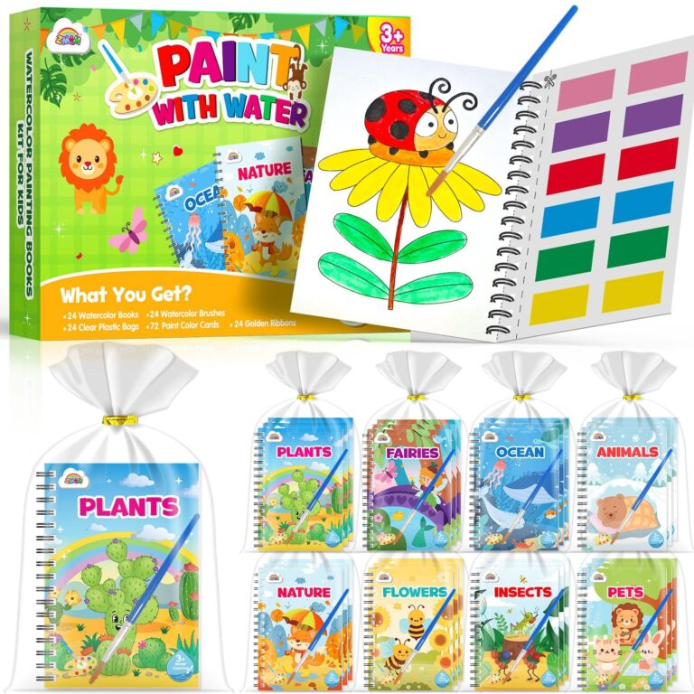 ZMLM Libri da Colorare gadget compleanno bambini, mini libri da colorare Carta per Pittura ad acqua per di 4-8anni Bambini Regalo Gadget Regalini fine Festa Compleanno(24 Natura)