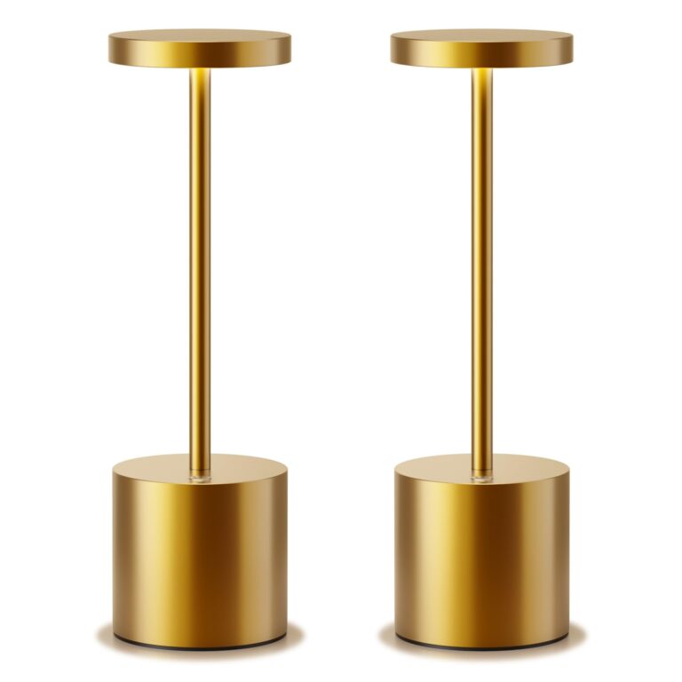 SLSMD Lampada da tavolo senza fili LED Ricaricabile Dimmerabile 5000mAh 3 Modalità di Luce USB-C Lampada da tavolo Uso Interno/Esterno (2 Oro)