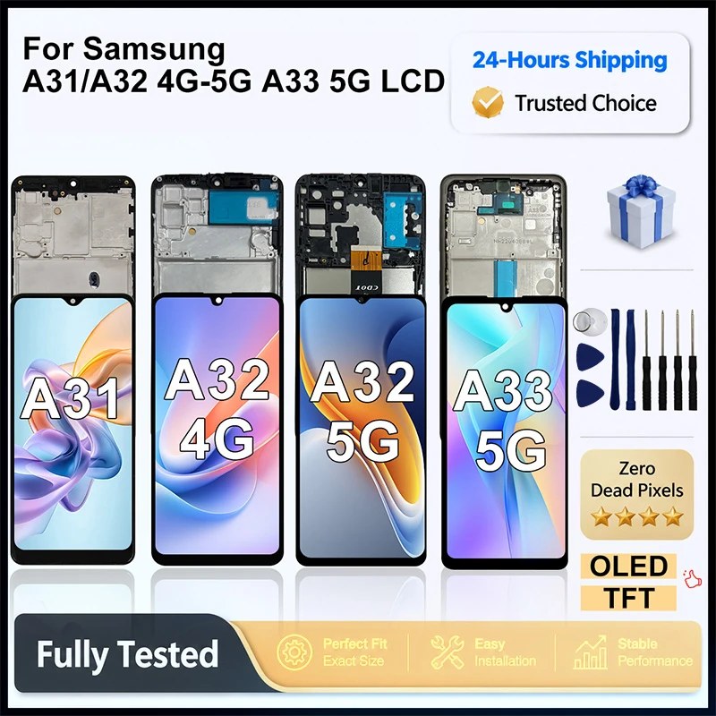 Display OLED LCD per Samsung Galaxy A31, Schermo A32 4G, Digitalizzatore Touch Screen, Assemblaggio Display per Samsung A32 5G, Parte LCD A33 5G