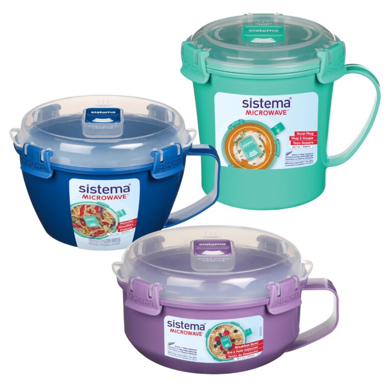 Sistema Contenitori per Microonde | Tazza per Zuppa, Ciotola per Porridge e Ciotola per Noodles | Contenitori per Alimenti per Microonde con Valvole di Rilascio del Vapore | Confe…