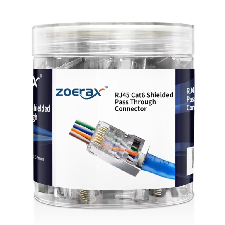 ZoeRax 100 connettori passanti RJ45 CAT5 CAT6 schermati - Spine modulari placcate in oro 3 poli 8P8C Estremità Ethernet 1,1 mm