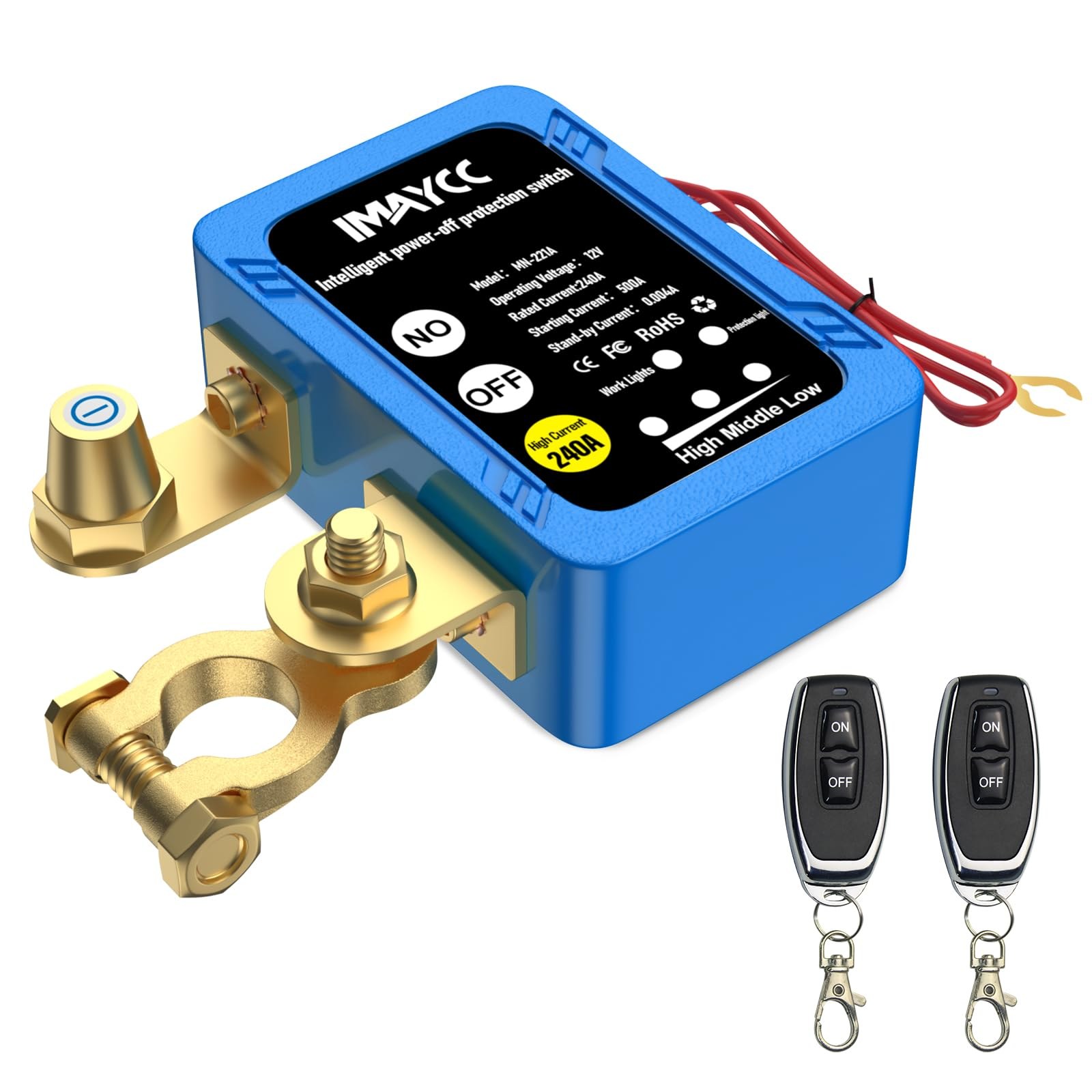 IMAYCC Stacca Batteria 12V per auto, Sezionatore Remoto Senza Fili, Staccabatteria Automatico Antifurto, Interruttore Spegnimento Automatico per auto, RV, ATV, Camion, Barca, Moto.