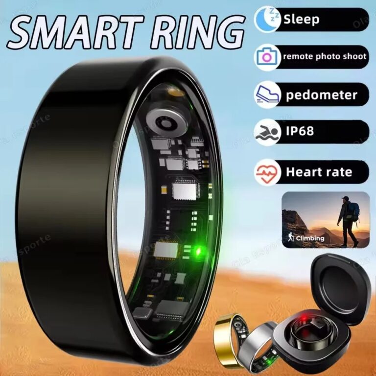 Nuovo Anello Intelligente per Monitoraggio Frequenza Cardiaca, Pressione Sanguigna, Sonno e Attività Fisica, Impermeabile IP68, per Uomini e Donne, Regalo per le Vacanze Ht30