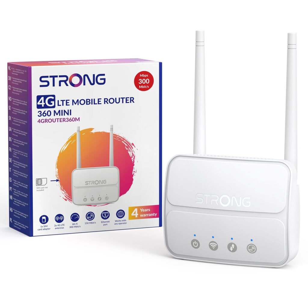 Strong Router WiFi N300 Mbps con SIM, Cat4 150Mbps, 32 Dispositivi, USB 3.0 | Router 4G Saponetta WiFi, antenne staccabili, porta LAN 100Mbps, sicurezza WPA/WPA2, ideale per casa,…