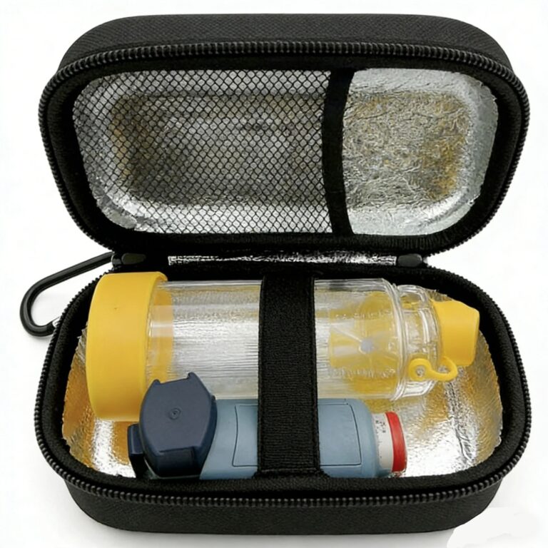 1 custodia da viaggio per inalatore per asma, custodia/borsa portatile per nebulizzatore, include solo custodia per inalatore, nera