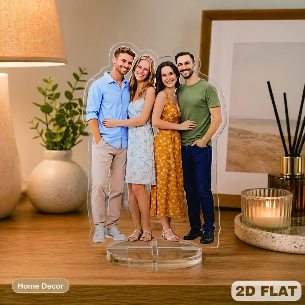Espositore Decorativo Piatto 2D in Acrilico, Decorazioni Scultoree, Personalizzazione Foto