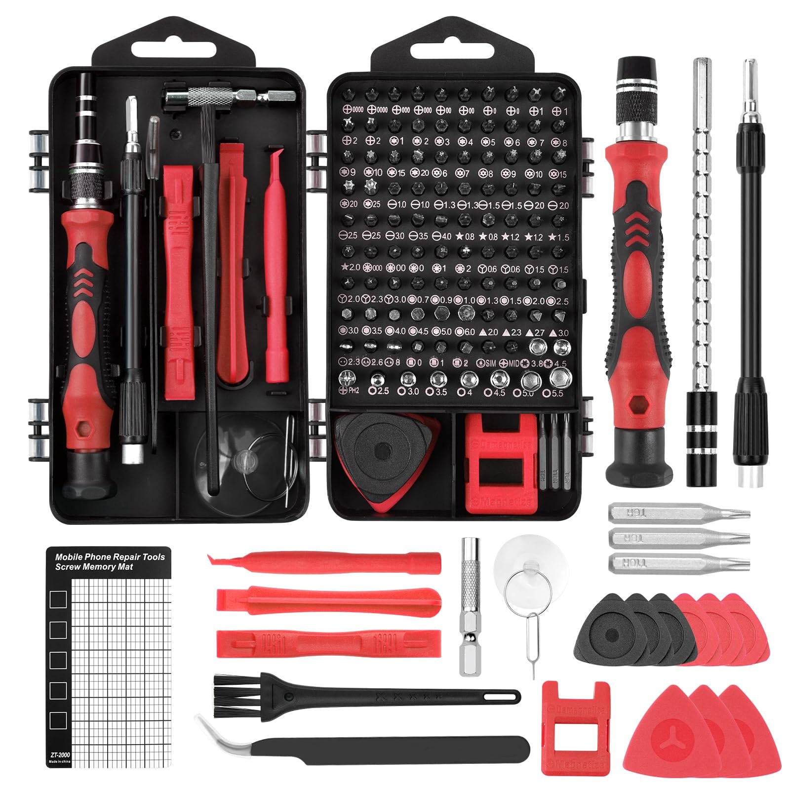 OSDUE Set di 124 Cacciaviti Precisione per Switch PS4 Xbox PC Laptop, Rosso | Kit Professionali con Torx Phillips Taglio Triangolari Esagonali Set di Chiavi a Cricchetto Magnetich…