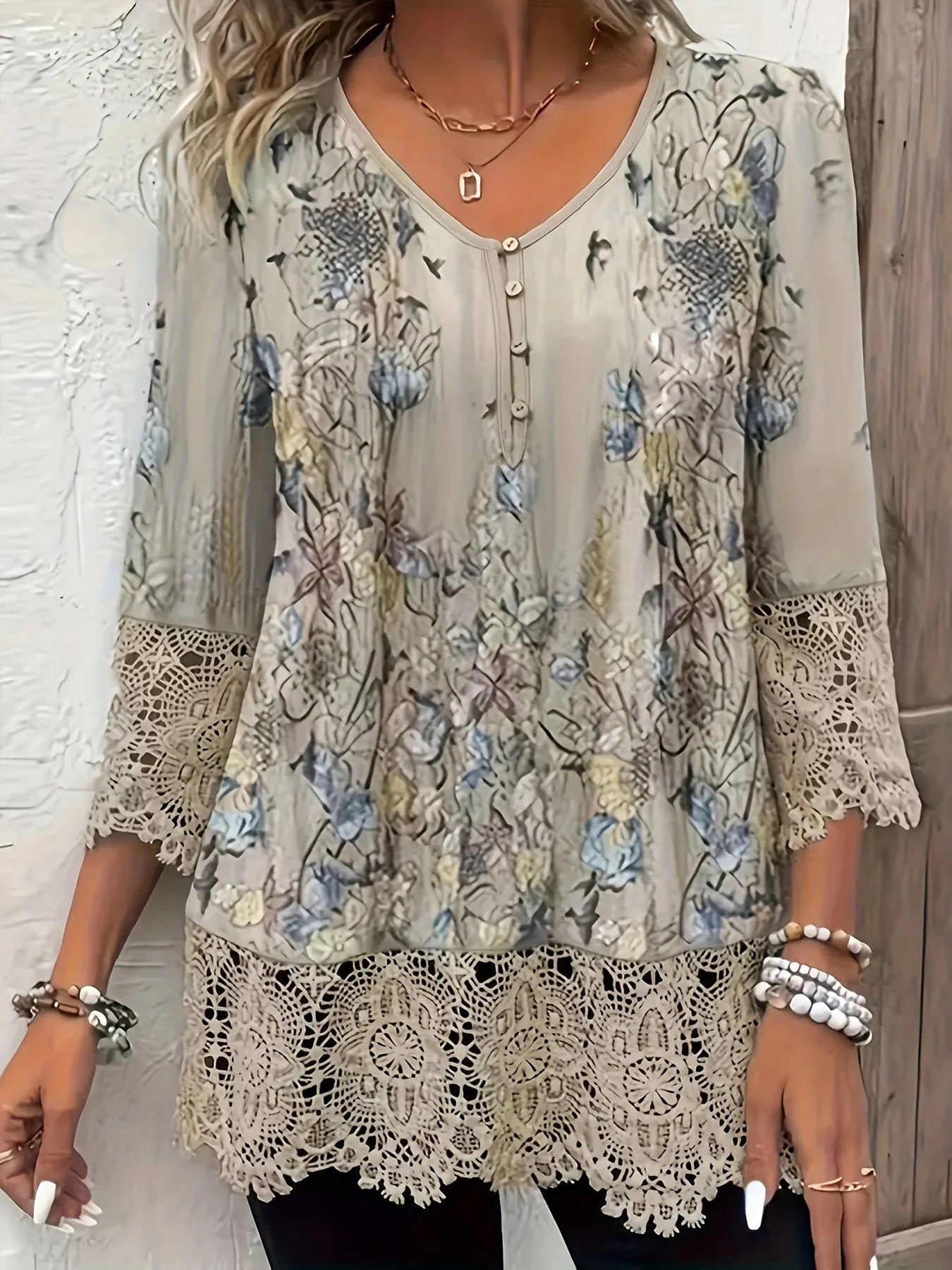 T-shirt donna casual elegante taglie forti T-shirt allentata moda donna Temperamento T-shirt manica lunga Vacanza fine settimana
