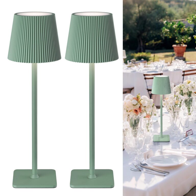 LuminexDesigns Lampada da tavolo senza fili 2 pezzi Verde VELA TL02 | IP54 | 5200mAh | 3000K-6000K | Touch dimmerabile | 8-10h durata | Giardino, Matrimonio, Terrazza, Cena, Campe…