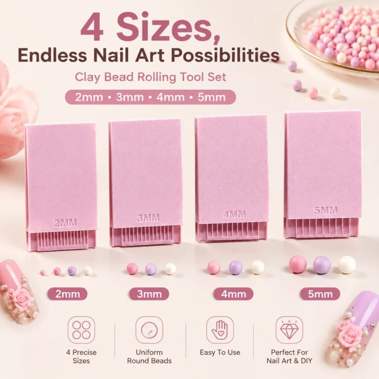 4 Pezzi Strumento per Creare Sfere di Gel in Argilla Stampate in 3D, Rullo per Perline per Nail Art e Fiori in Gel 3D | Rullo per Argilla Polimerica 2mm 3mm 4mm 5mm