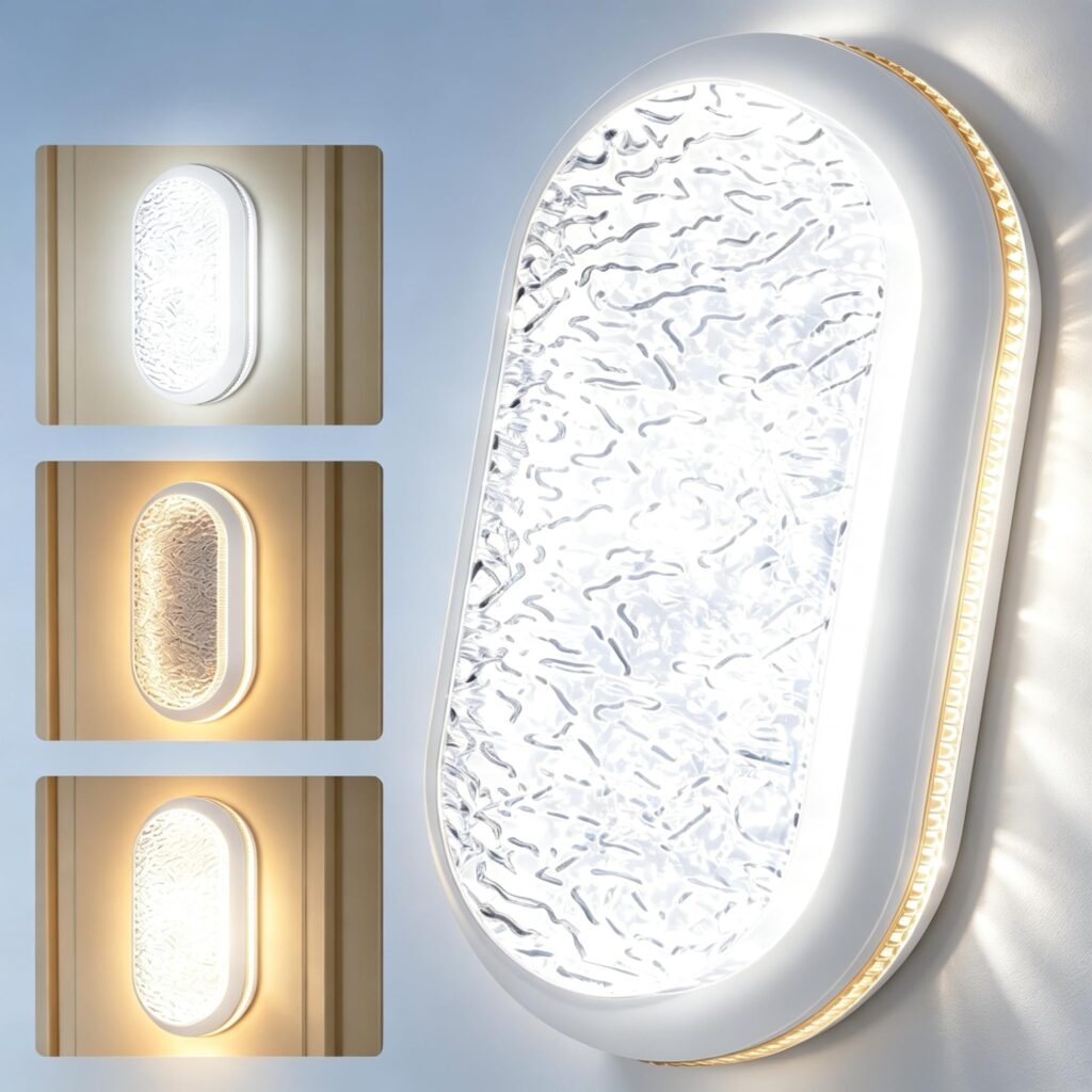 Aulaiyi Plafoniera LED Ovale 20W 2000LM, 3 Modalità di Illuminazione, Effetto Cristallo Stellato, IP54 Impermeabile, Parete & Soffitto CRI>90, Cantina Corridoio Bagno Garage Balco…