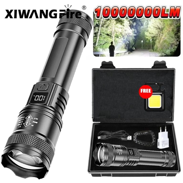 Torcia LED ultra luminosa 2000LM Tipo-C Torcia tattica ricaricabile con zoom a lungo raggio Lanterna da pesca da campeggio di emergenza esterna