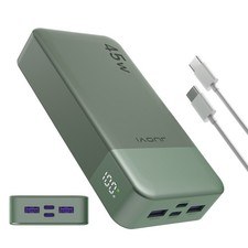 JUOVI Power Bank 20000mAh 45W Caricatore Portatile Ricarica Rapida Phone Verde