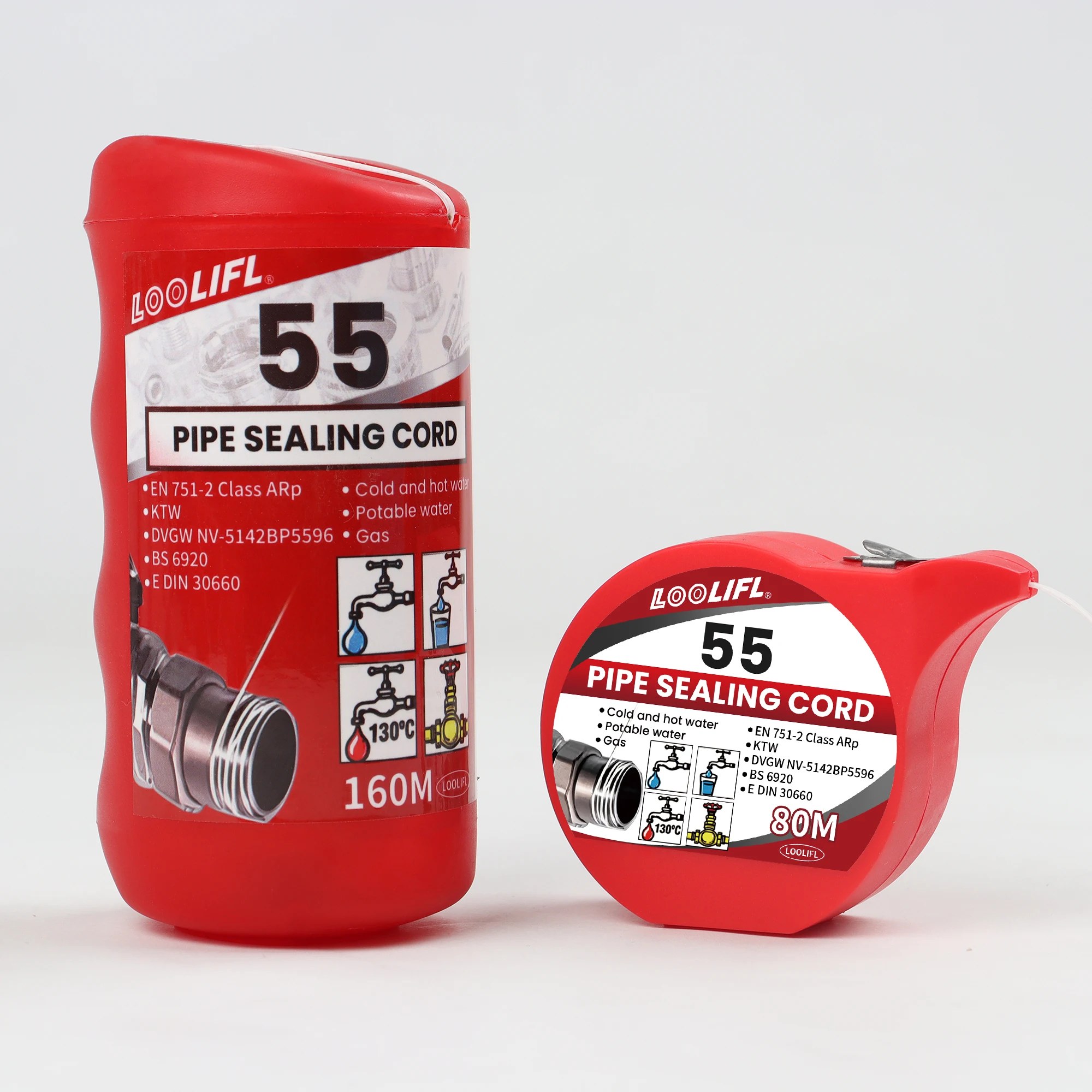 LOOLI80M-160MI-55 Sigillante per filettatura per tubi con corda magica - Sigillatura istantanea, sostituzione di tubi dell'acqua e del gas, nastro filettato per scaldabagno