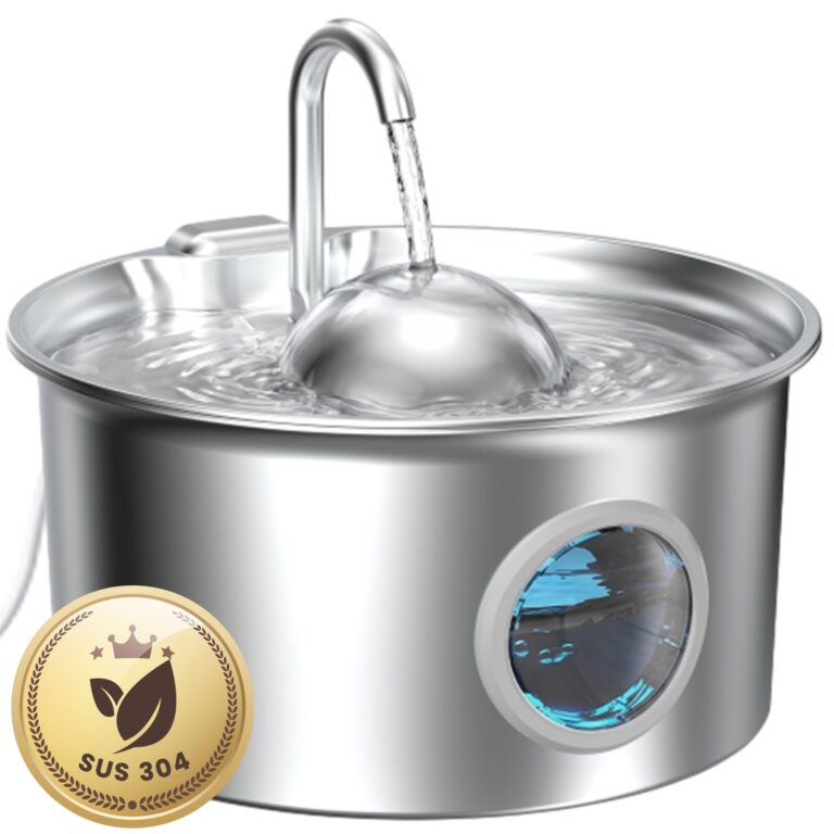 Fontanella per Gatti Acciaio Fontana Gatto: Fontana per Gatti Automatico - 2.6L Fontanella Gatto - Dispenser Acqua Gattis Silenziosa - Distributore Acqua Cani con Cavo - Filtraggi…