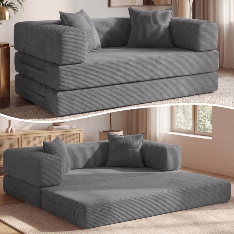 Vipbear Divano a terra convertibile 5‑in‑1 160×90×70 cm, divano‑letto in velluto a coste, schiuma ad alta densità, adatto agli animali domestici ed ergonomico, senza montaggio, gr…