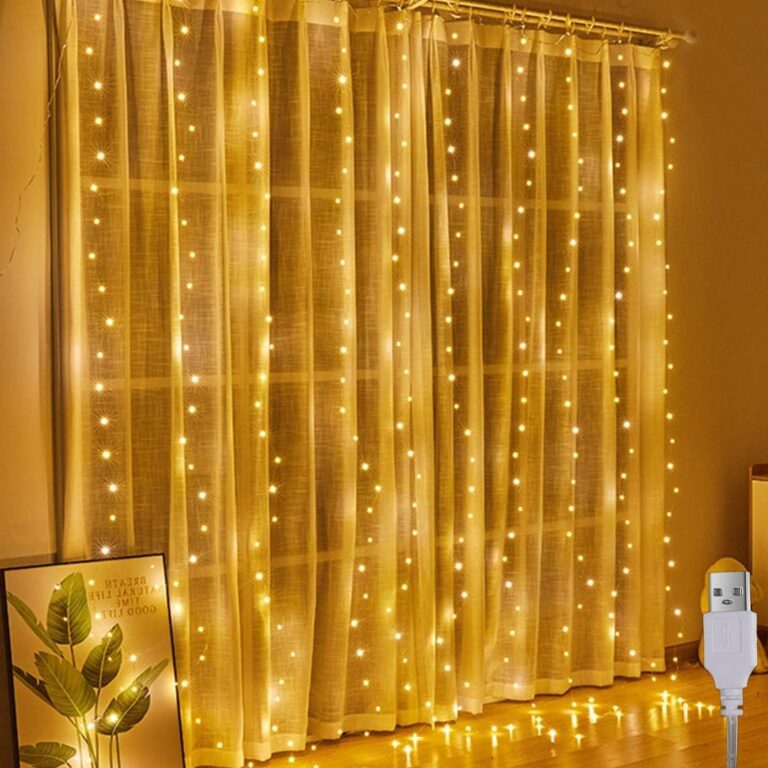 Tenda Luminosa 2 x 2 m, 200 LED USB per Interni, Bianco Caldo - Decorazione Parete Camera da Letto, Festa di Nozze, Natale