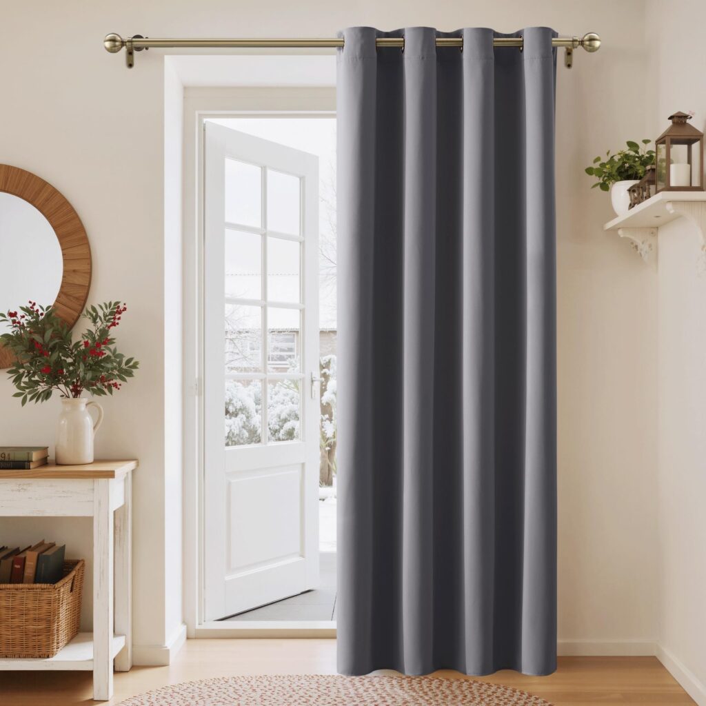 PONY DANCE Tenda Oscurante Termica Isolante Freddo e Caldo L 132 x A 210 CM | 1 Pezzo, per Camera da Letto, Porta, Soggiorno, Antifreddo, con Anelli, Privacy, Anti-UV, Blackout, F…