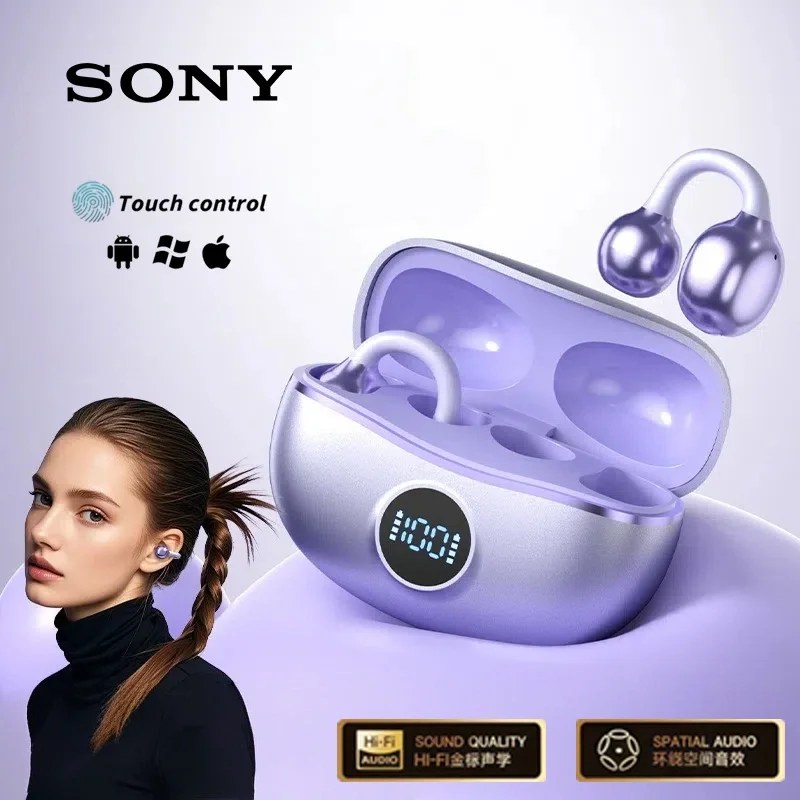 Cuffie wireless originali Sony D151 stile clip-on aperto sul retro, auricolari sportivi Bluetooth 5.4 Cuffie con cancellazione del rumore Hi-Fi