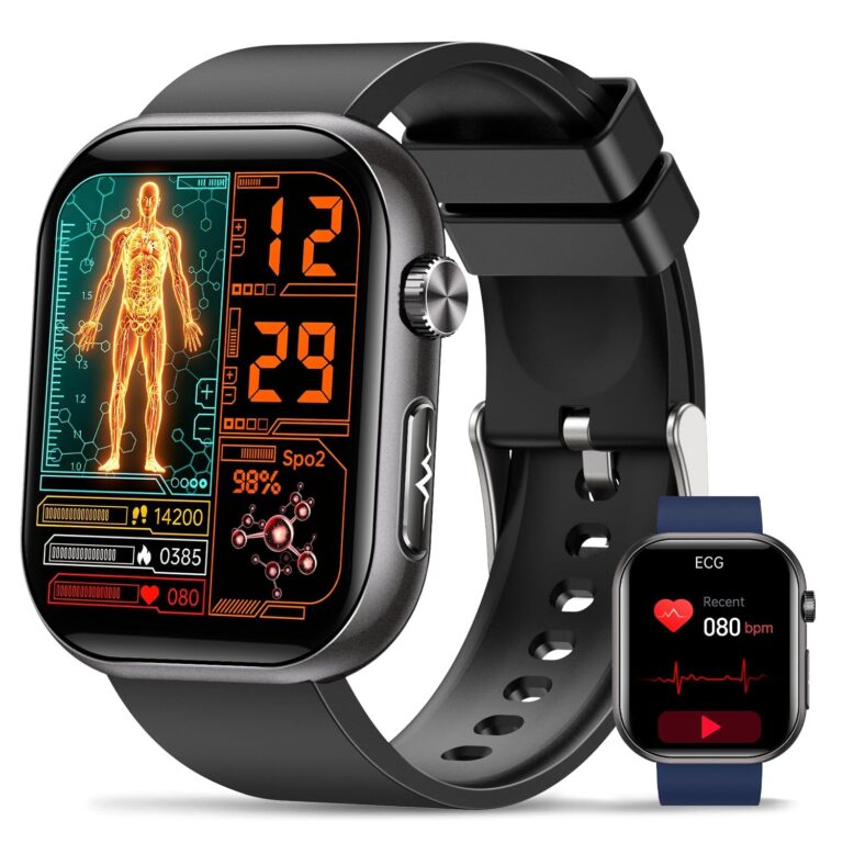 2026 Nuovo Smartwatch Uomo Salute, ECG/HRV/BMI,1,96" AMOLED Display (Nero) | Orologio Fitness con Pressione Sanguigna, 24H Frequenza Cardiaca SpO2 Sonno, 140+ Modalità Sport, Temp…
