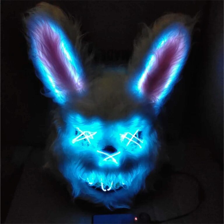 TK Gruppe Timo Klingler Maschera horror a LED - come da Purge incl. 3 effetti di luce, controllabili, per Halloween, Mardi Gras e Carnevale come costume per uomini e donne