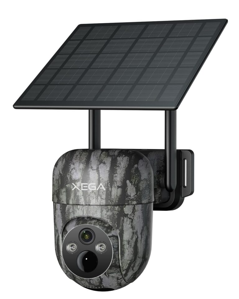 Xega Fototrappola Solare 4G Esterno Con SIM Senza WiFi PTZ Senza Fili | 2K Risoluzione, Batteria Integrata, Rilevamento Personalizzato, Proiettore E Allarme, Notifiche App, Abbona…