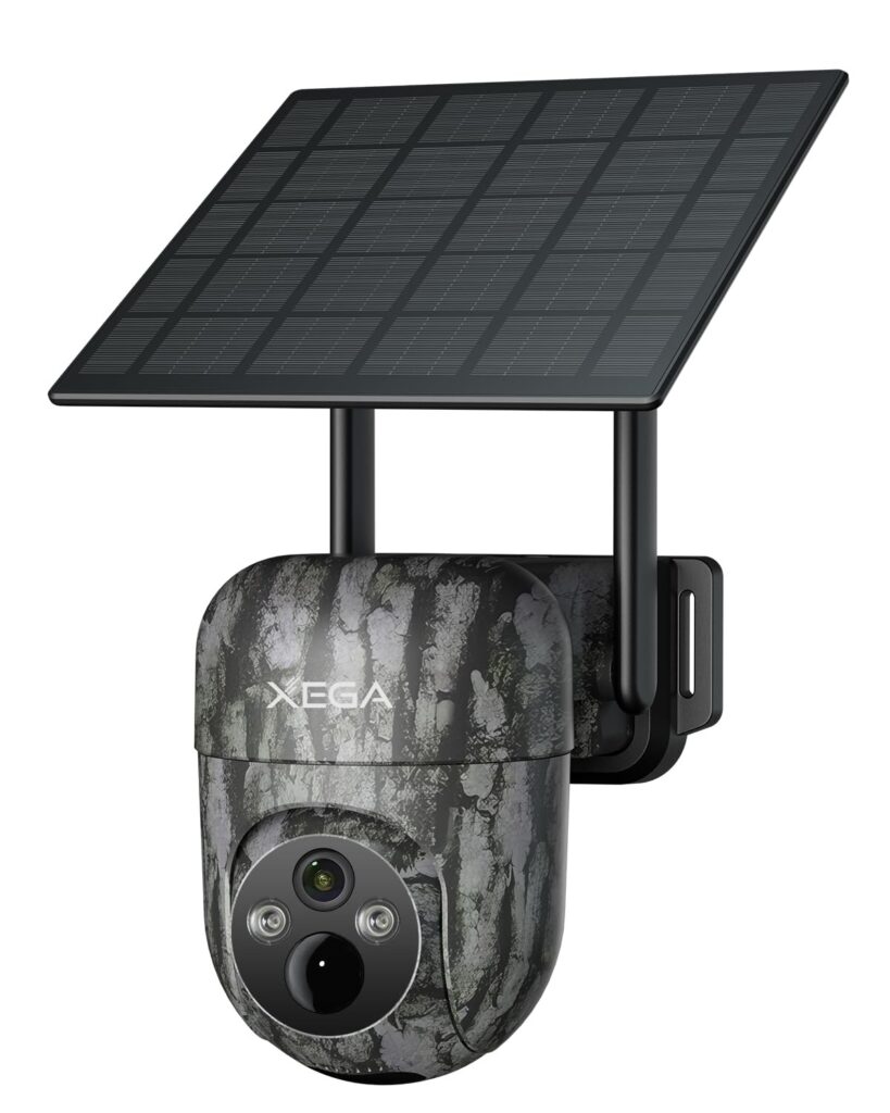 Xega Fototrappola Solare 4G Esterno Con SIM Senza WiFi PTZ Senza Fili | 2K Risoluzione, Batteria Integrata, Rilevamento Personalizzato, Proiettore E Allarme, Notifiche App, Abbona…