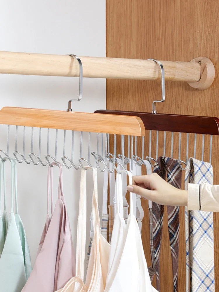1/2 Gancio a 8 ganci in legno massello, biancheria intima, gilet, gancio multifunzionale per cravatta, adatto per dormitorio, appartamento, finitura camera da letto