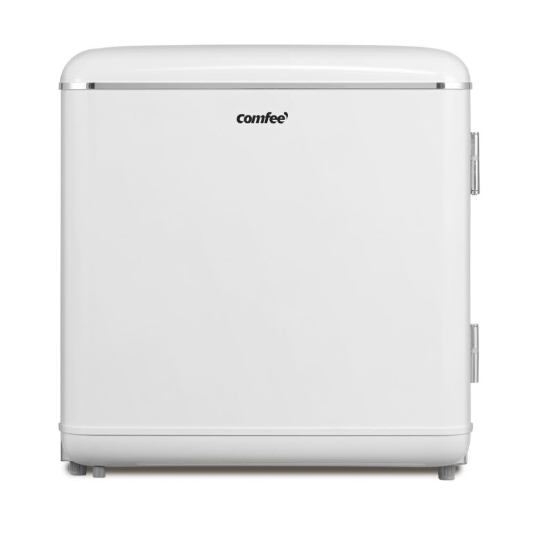 COMFEE' Mini Frigo da Camera 47L, Frigorifero Monoporta Design Retrò,Bianco | Chiller Box 0-10℃, Termostato Regolabile, Funzionamento Silenzioso, Ideale per Casa, Ufficio, Hotel,…