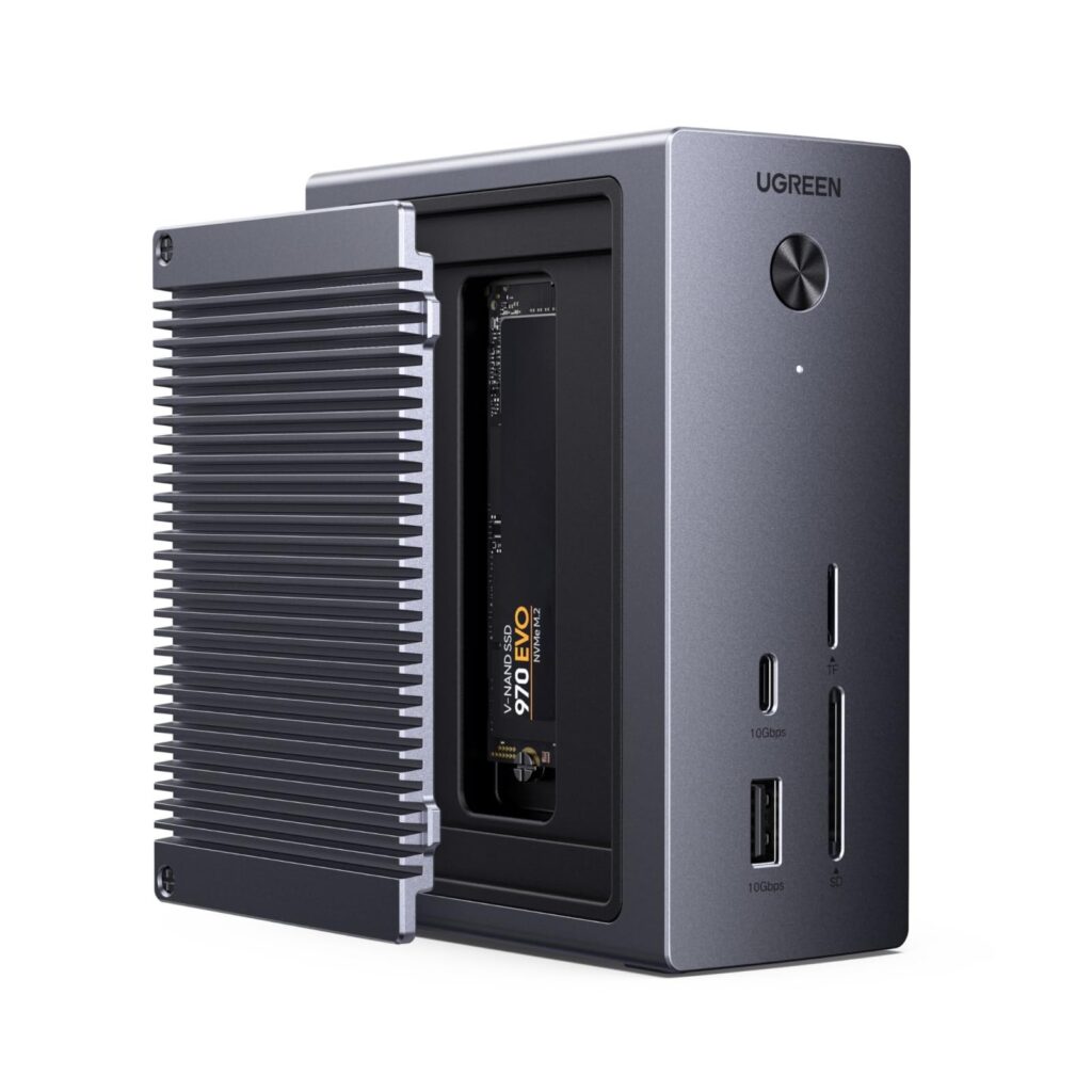 UGREEN Revodok Pro 10Gbps Docking Station USB C 10 in 1 Multiporta | Con Case SSD M.2 NVME, HDMI 4K 60Hz, 10Gbps Rapido, PD 100W Ricarica, Ethernet Gigabit, Lettore di Schede SD TF